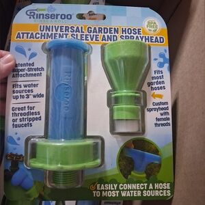 Rinseroo: Universal Garden Hose Attachment Sleeve & Spray Head NWT NIB